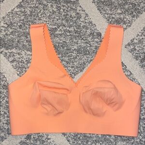 Evelyn & Bobbie The Evelyn Bra Deep V-Neck Wireless Seamless Coral Size Medium